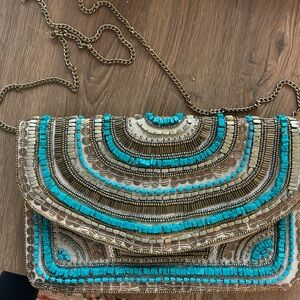 Beaded Turquoise and Gold Women's Bag